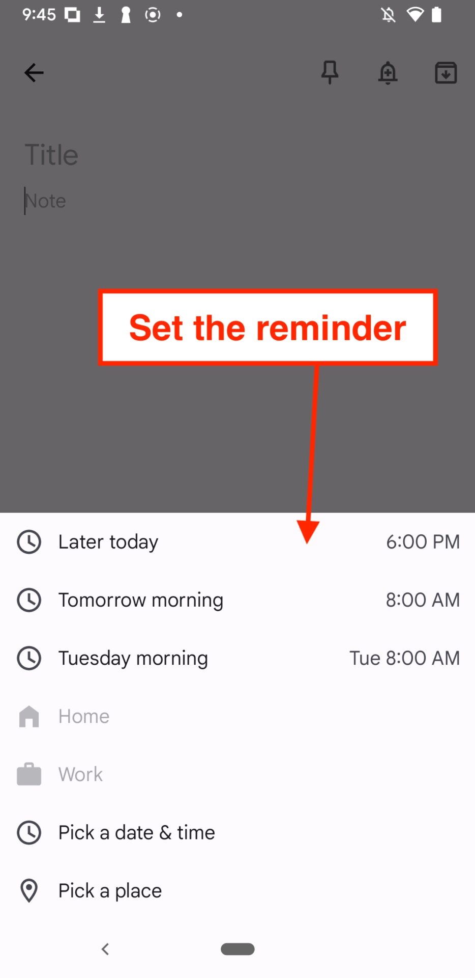 Image of setting the date of reminder