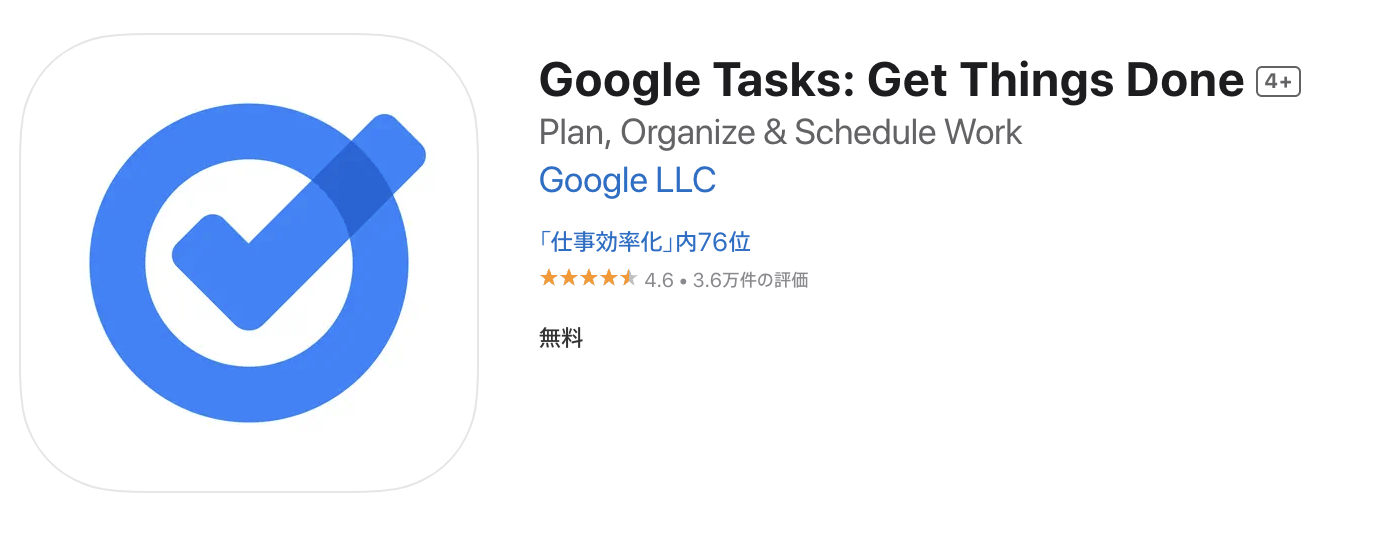 Top page of Google Tasks