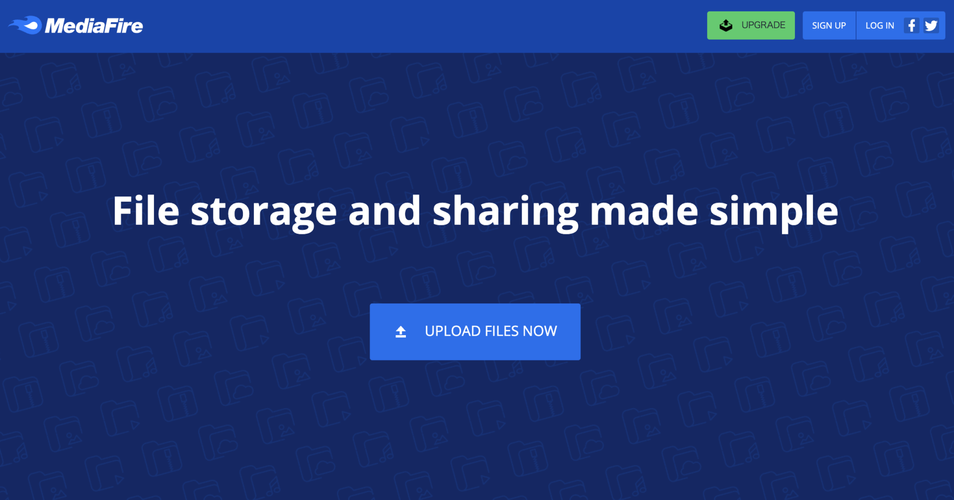 Top page of MediaFire