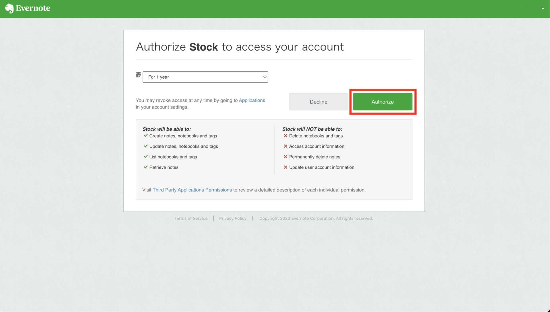Image of applying with Evernote