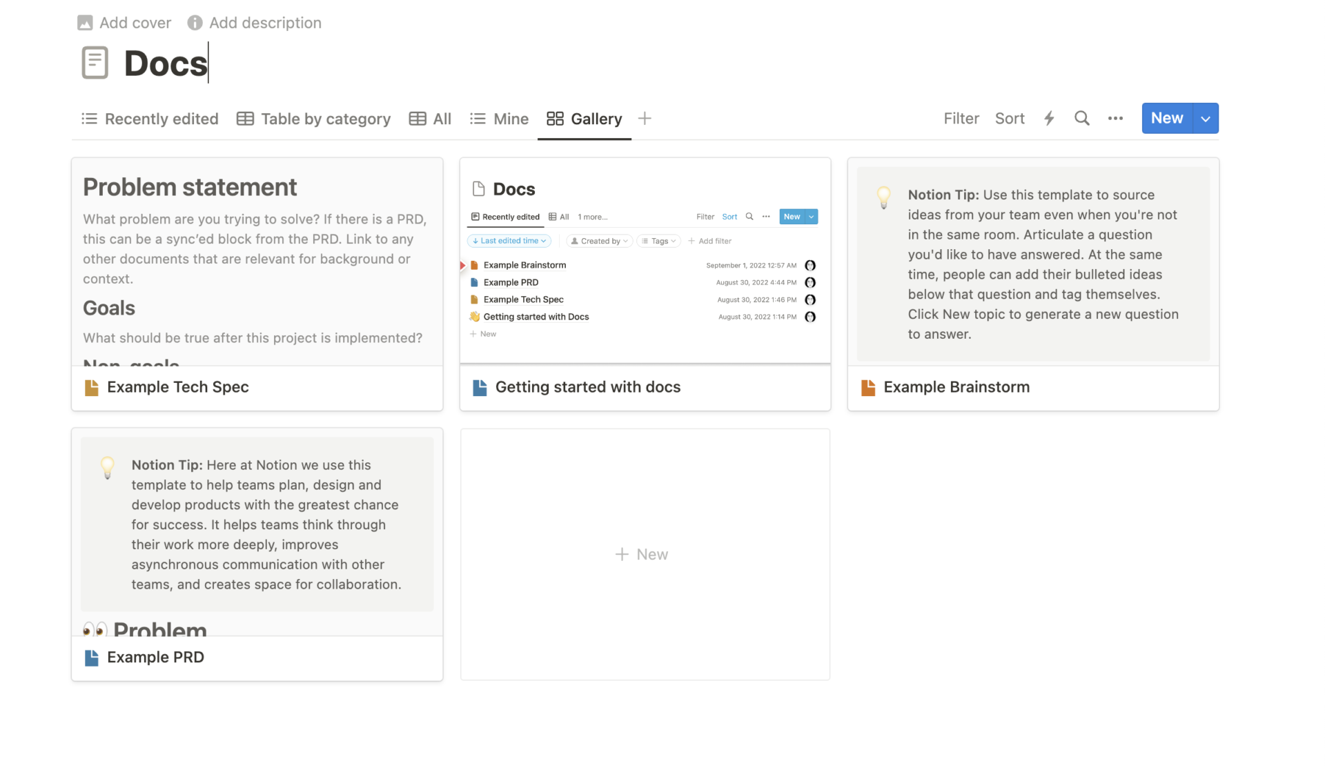 Garary view of Notion