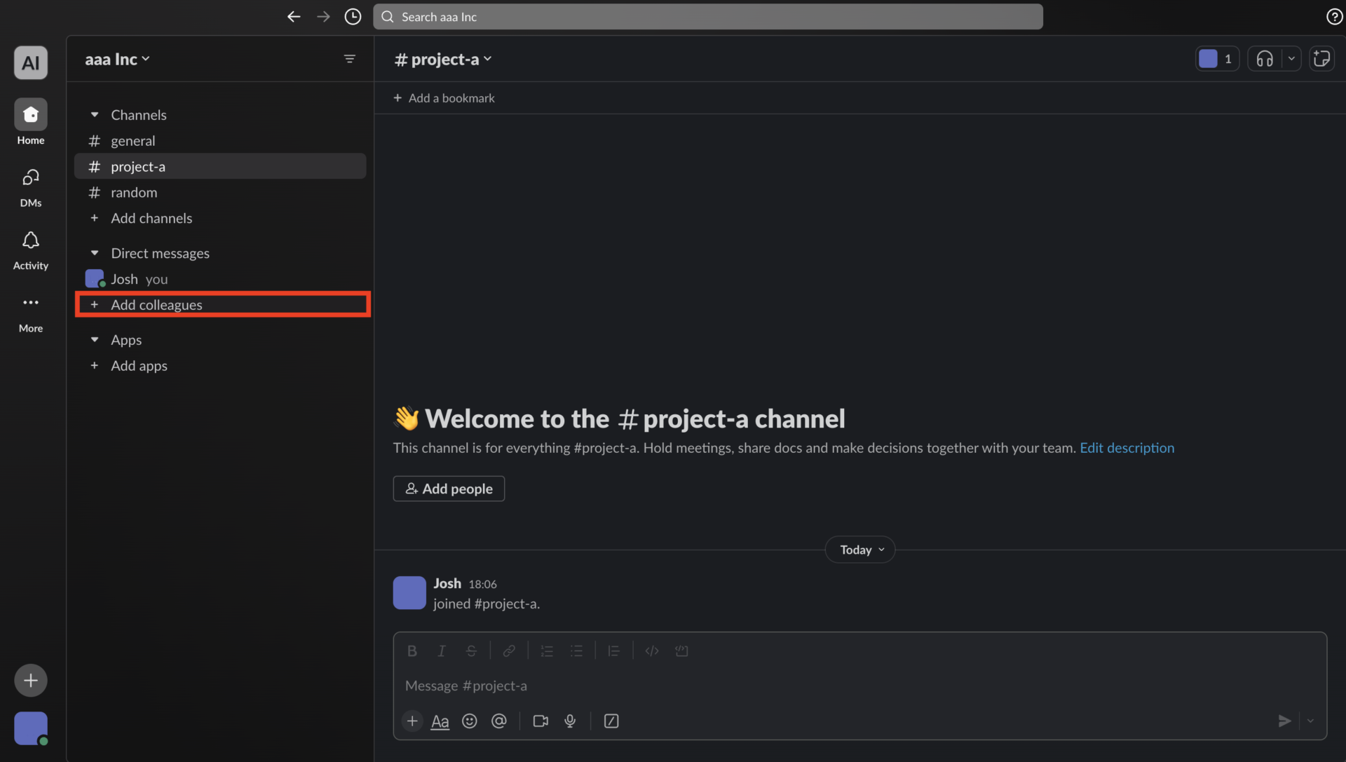 Image of screen of invitation for member on Slack