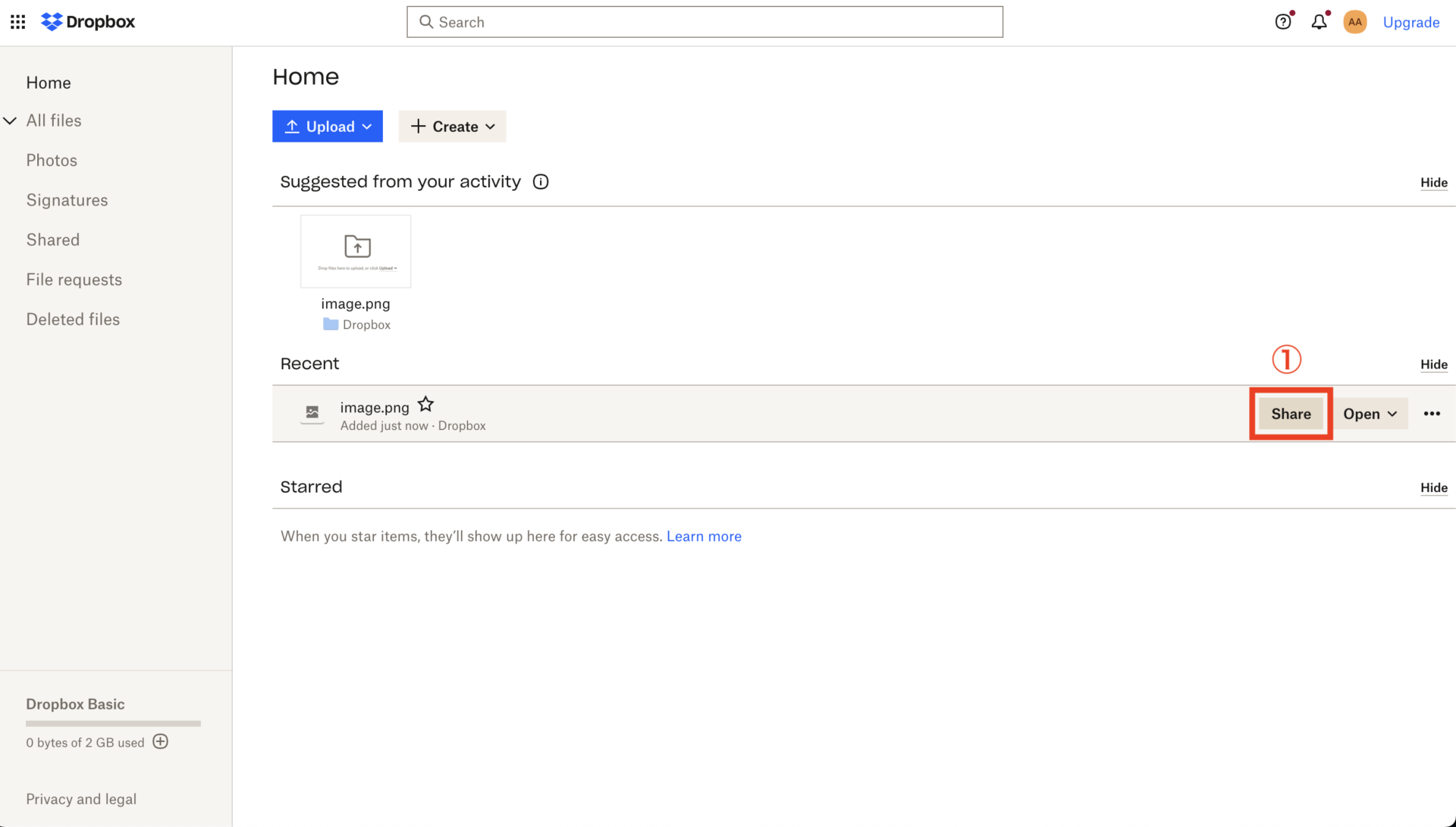 IMage of choosing the method of sharing file