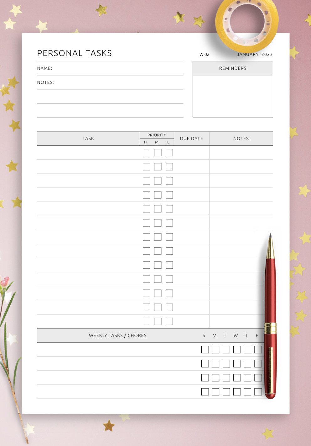 Image of checklist with priority