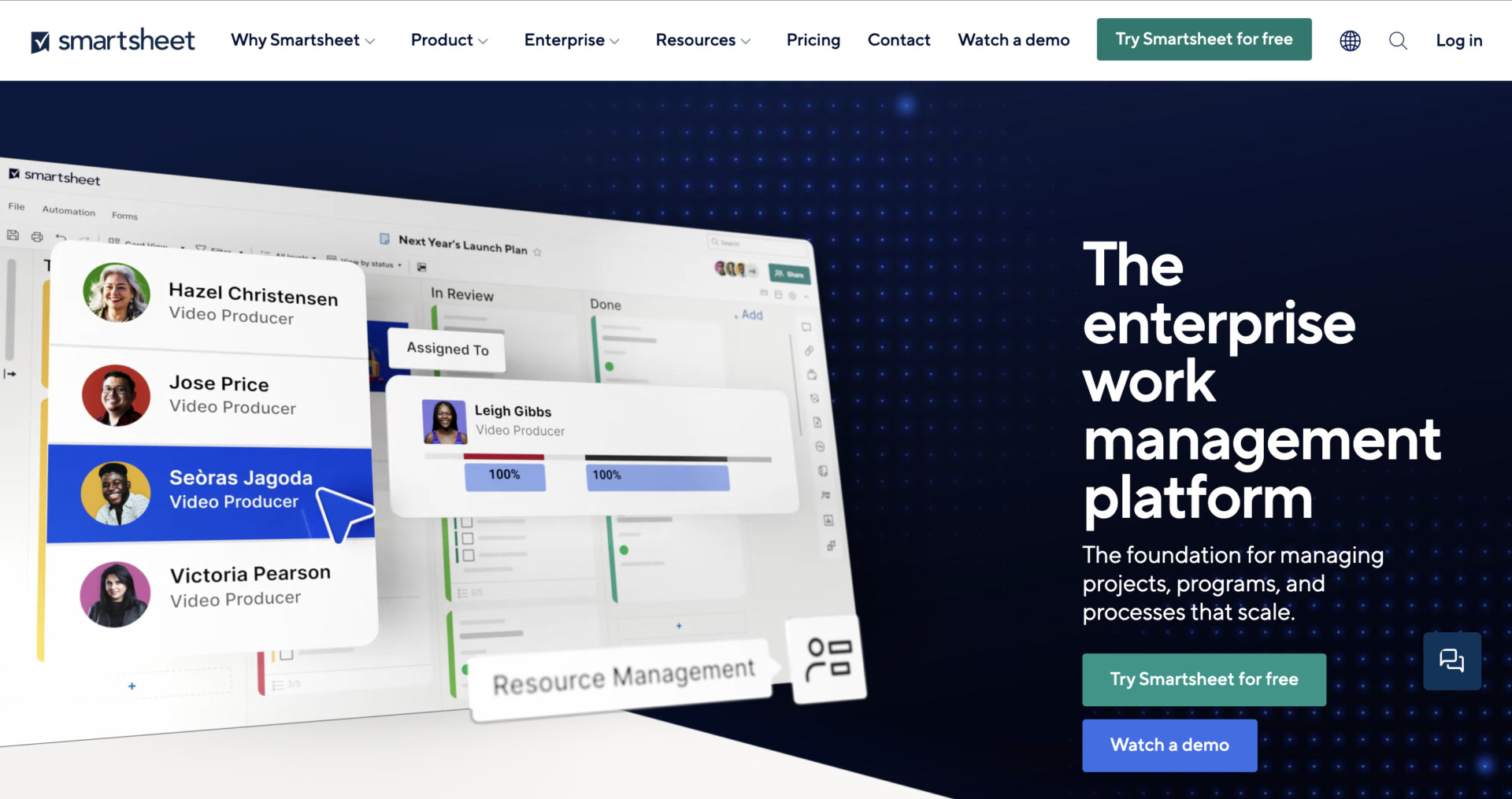 Top page of Smartsheet
