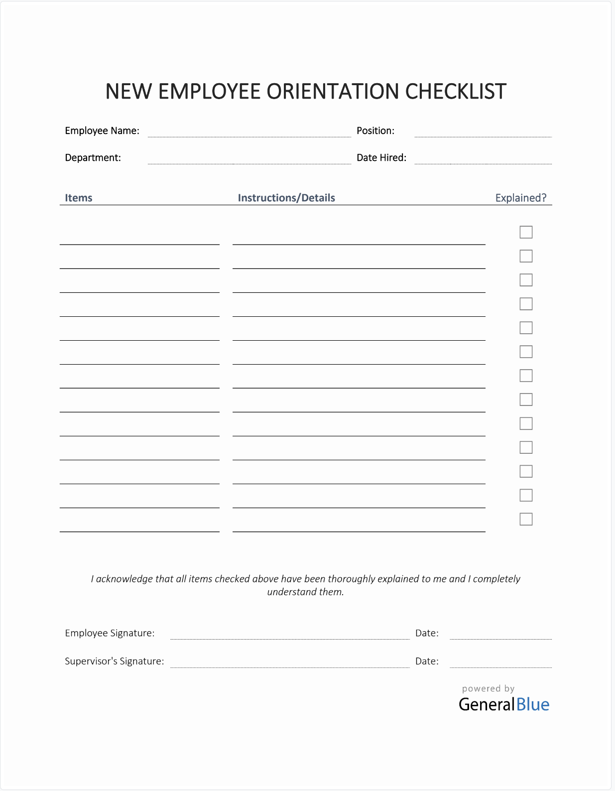 Image of new employee orientation checklists