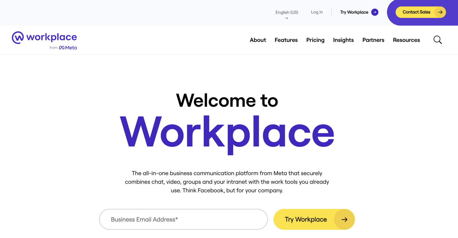 Top page of Workplace from Meta