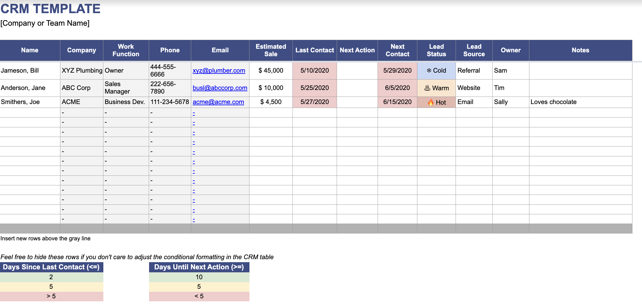 Image of CRM template from Vertex42