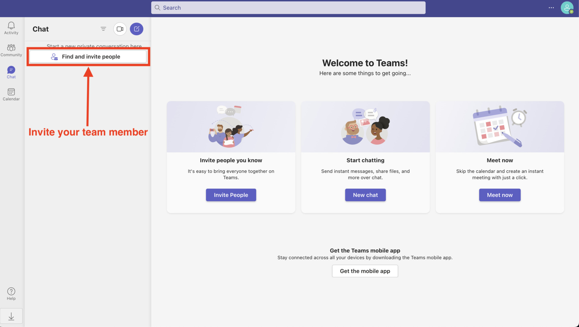 Image of inviting member to Microsoft Teams