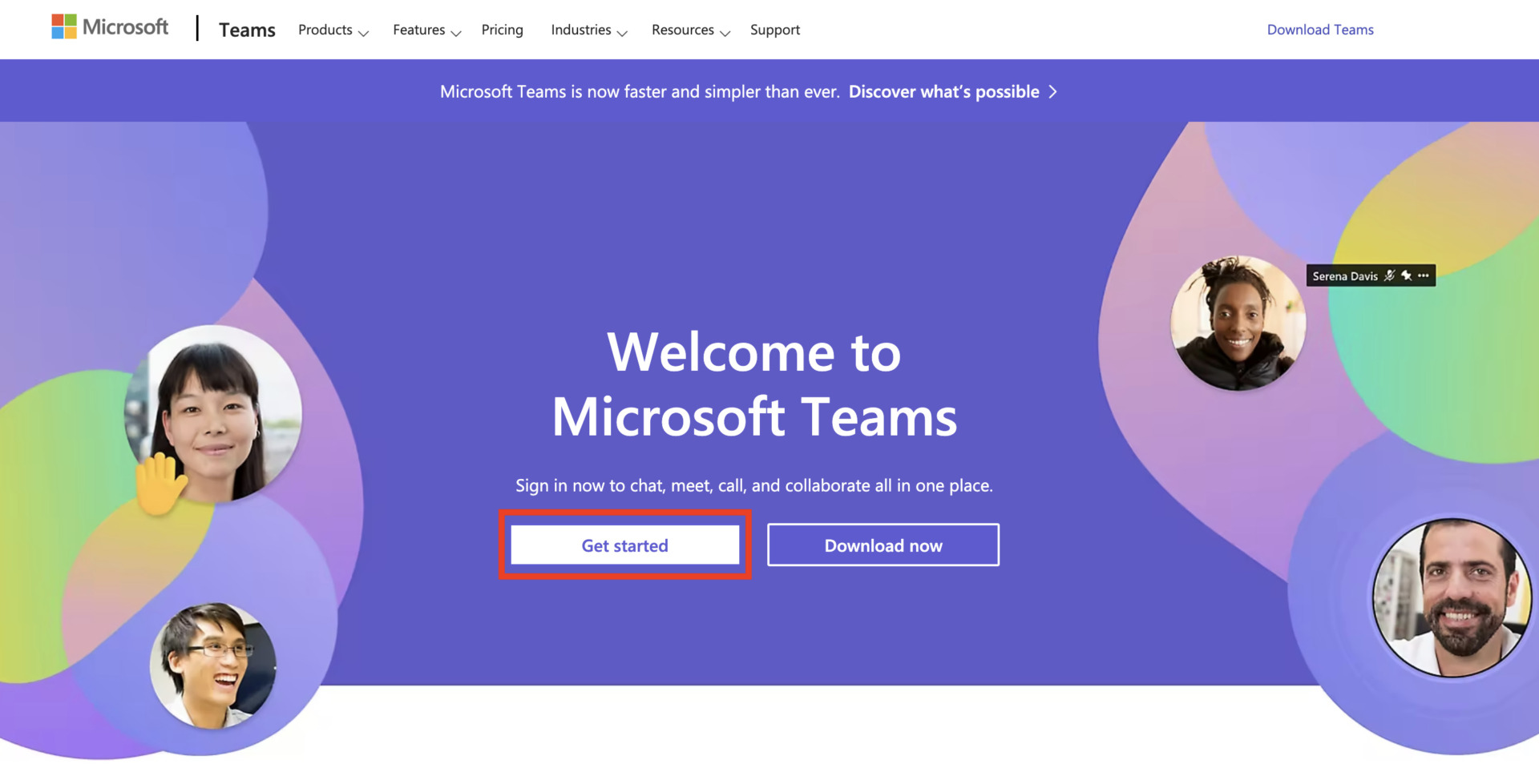 Top page of Microsoft Teams to log-in