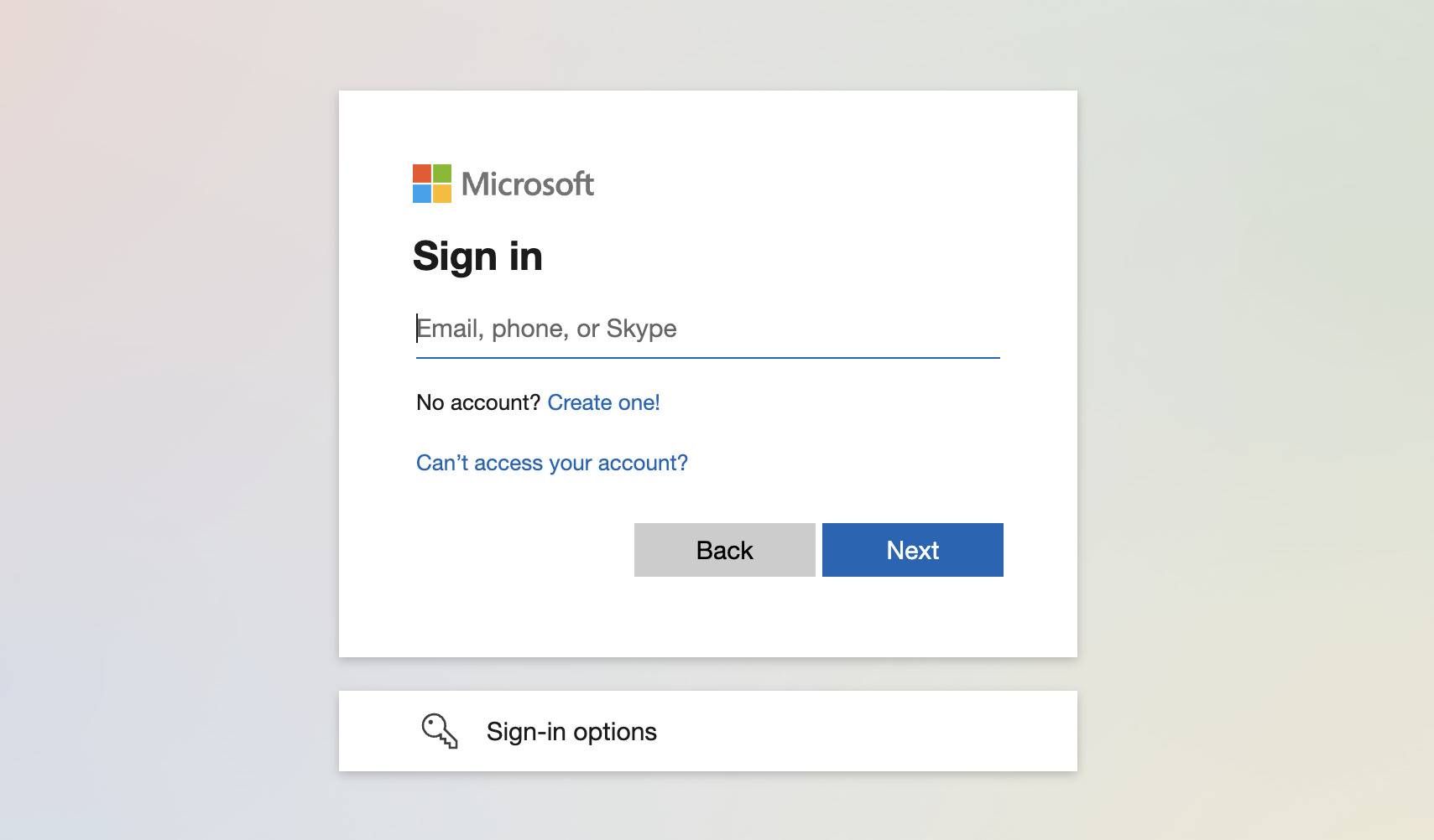 Image of screen for entering mail address on Microsoft Teams