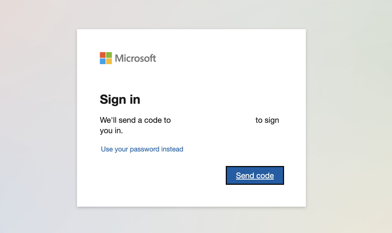 Screen of entering password for logging in Microsoft Teams