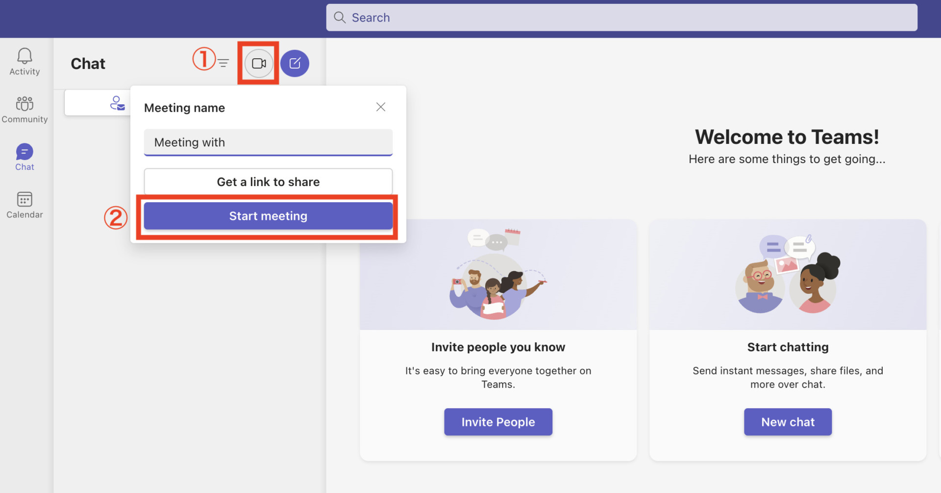 The function of video conference on Microsoft Teams