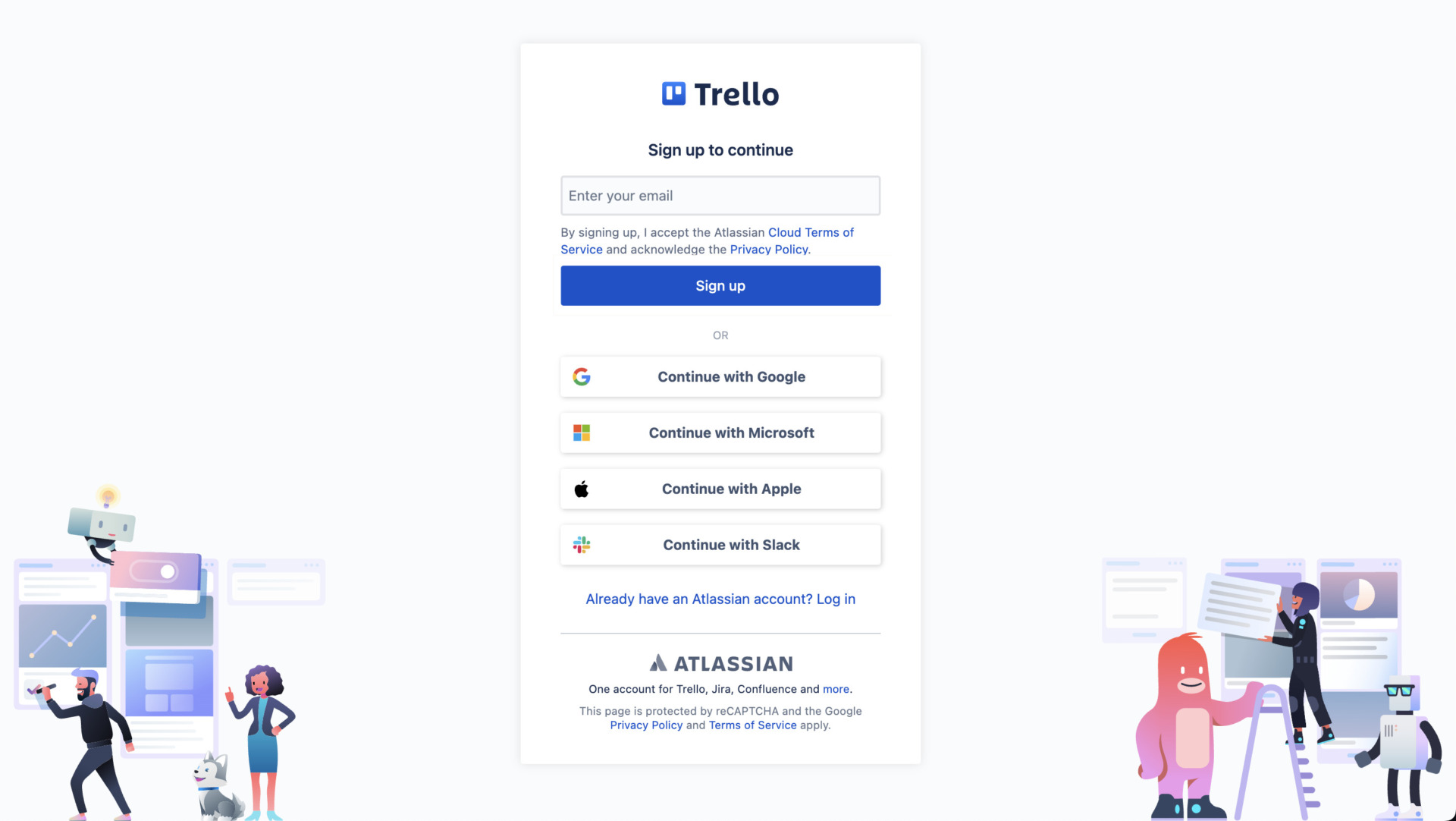 Image of creating account on Trello