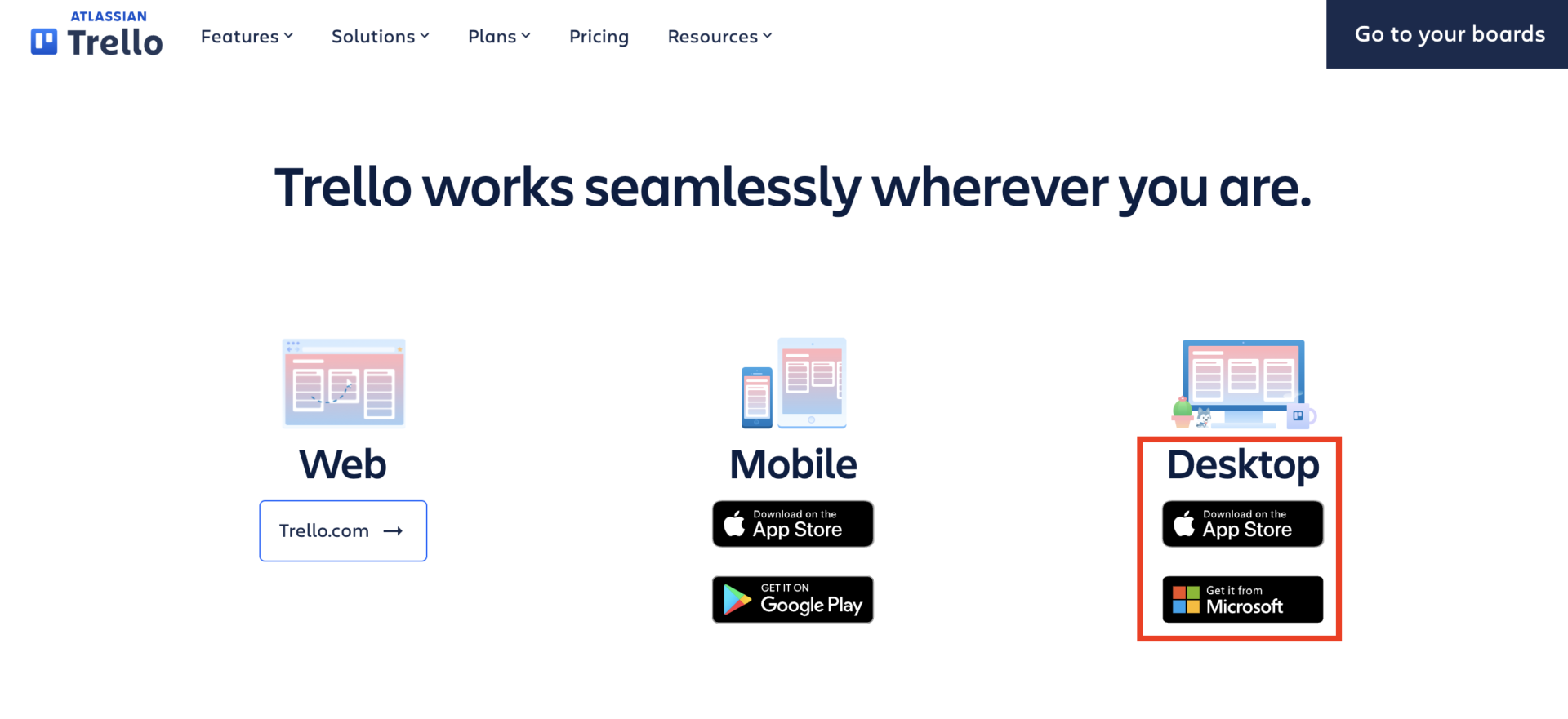 Download page of Trello