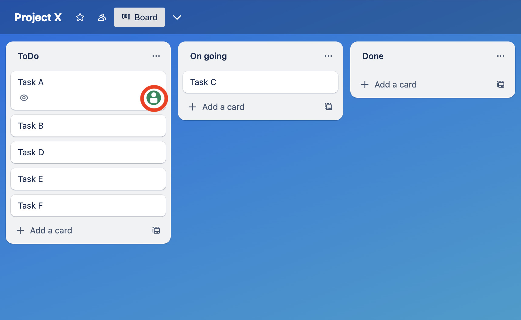 Image of adding the member that is in charge of task on Trello
