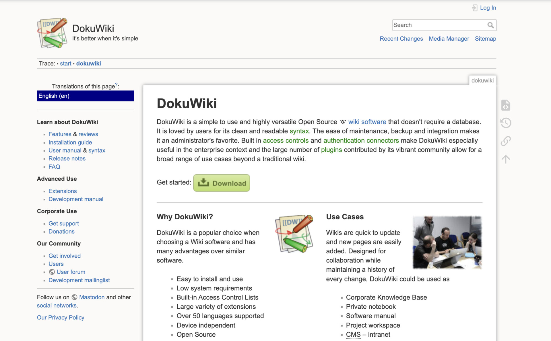 Top page of Dokuwiki
