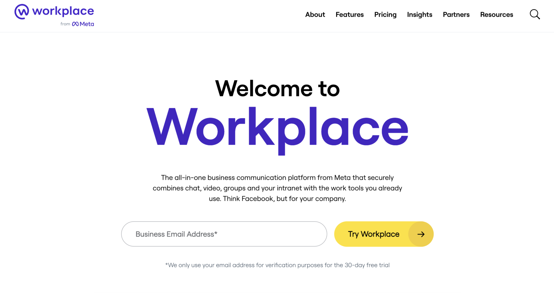 Top page of Workplace from Meta