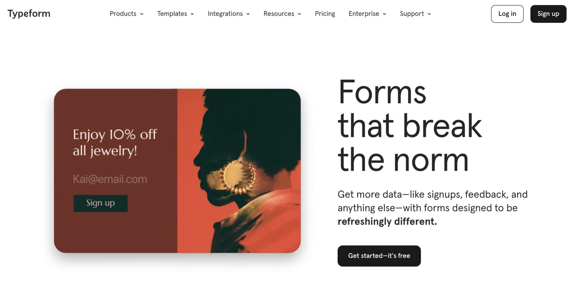 Top page of Typeform