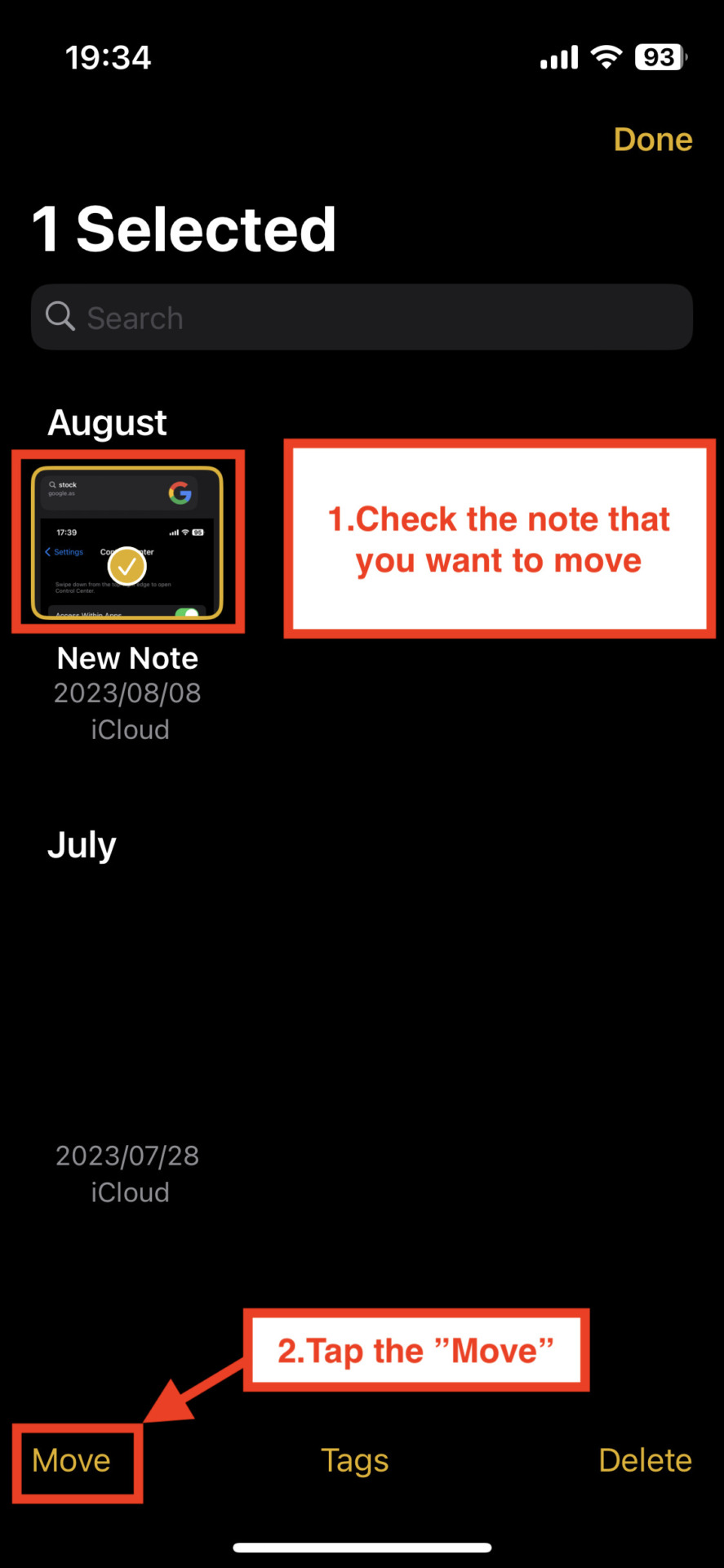 Image of note transferring