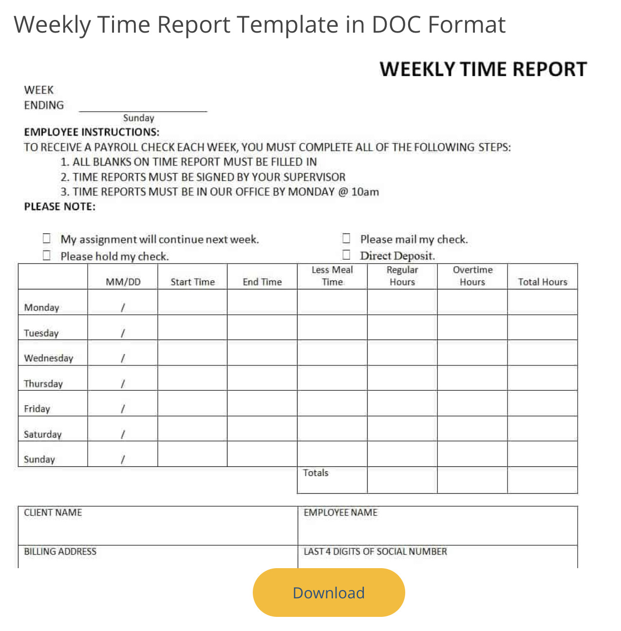 Image of template from Free Report Templates