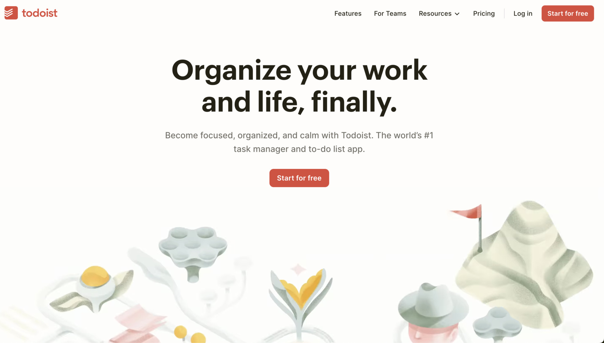 Image of top page of Todoist