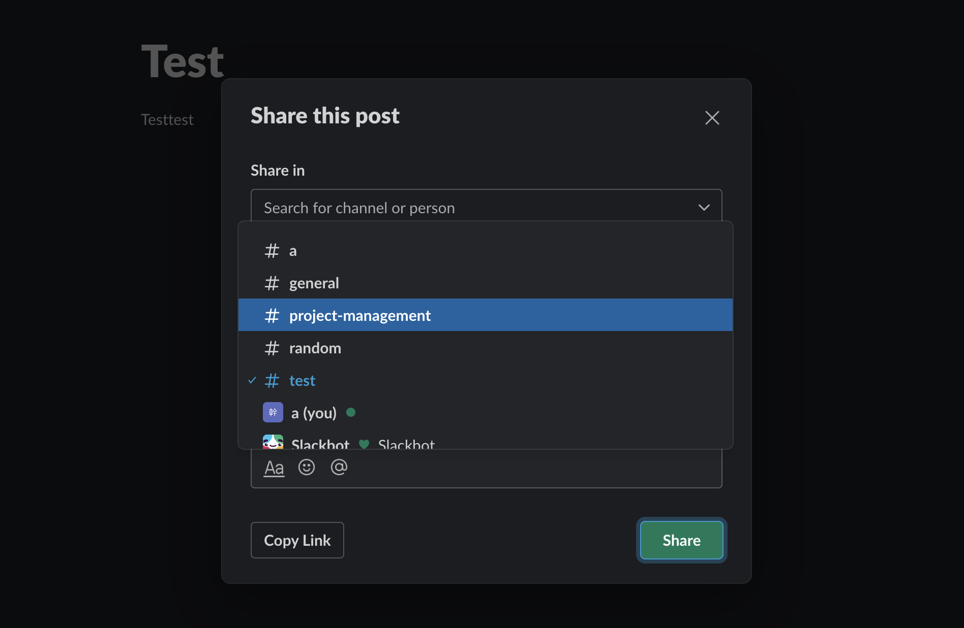 Image of sharing a post to channel