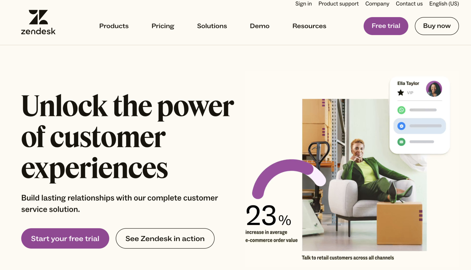 Top page of Zendesk