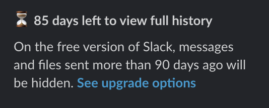 Image of restriction of Slack free plan