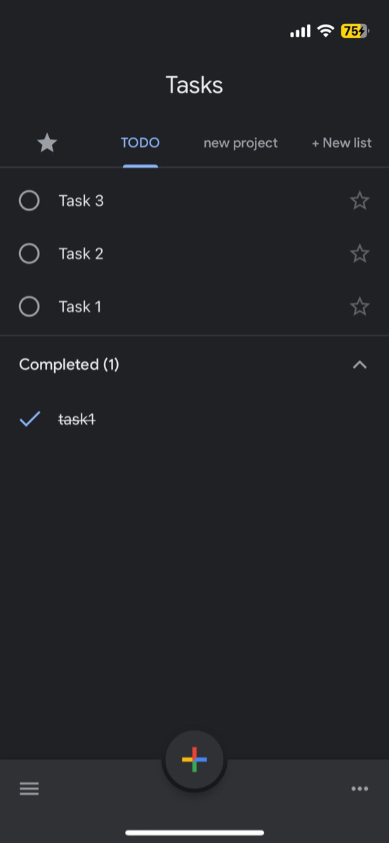 Actual image of Google Tasks