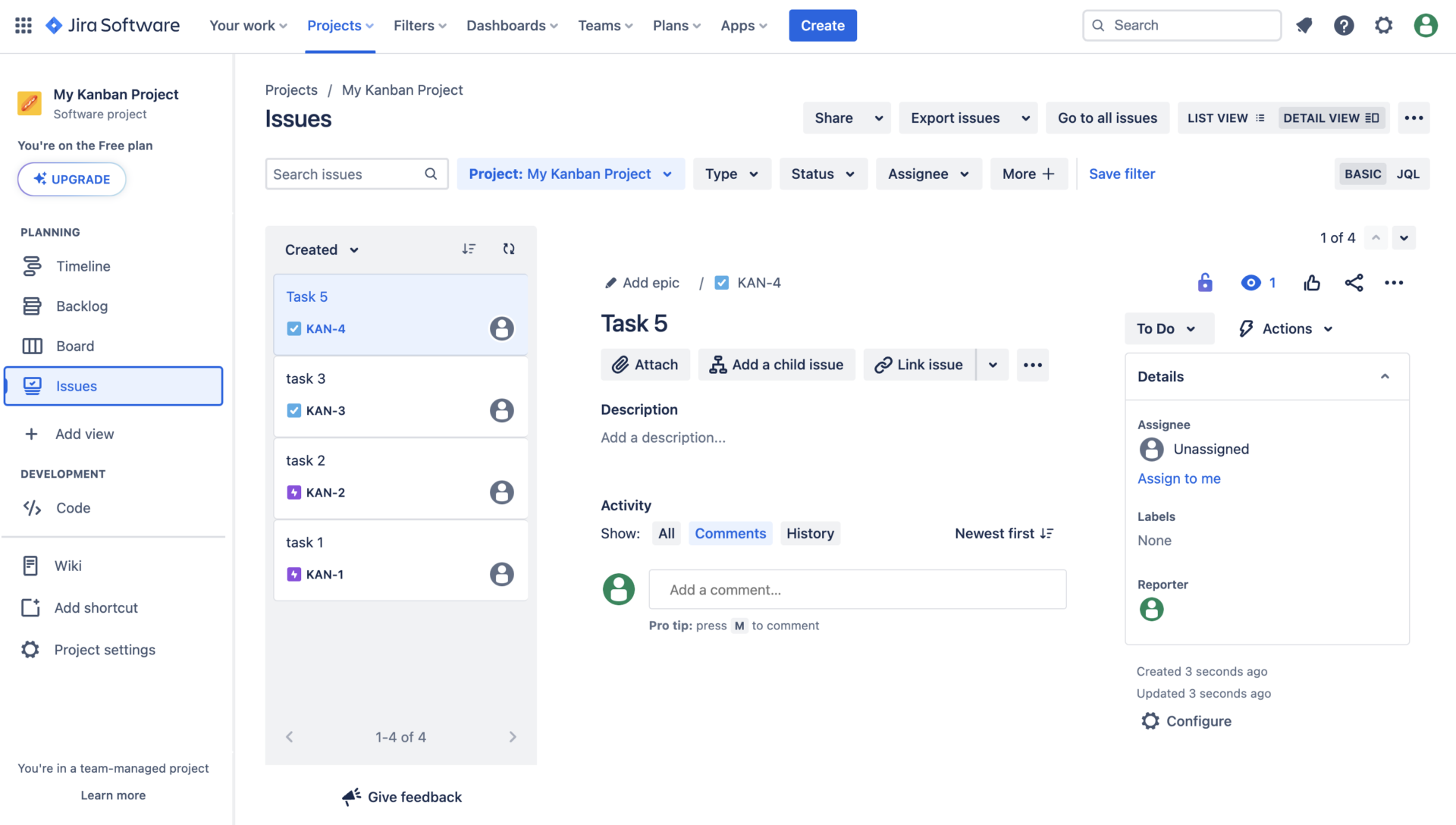 Top page of Jira Software