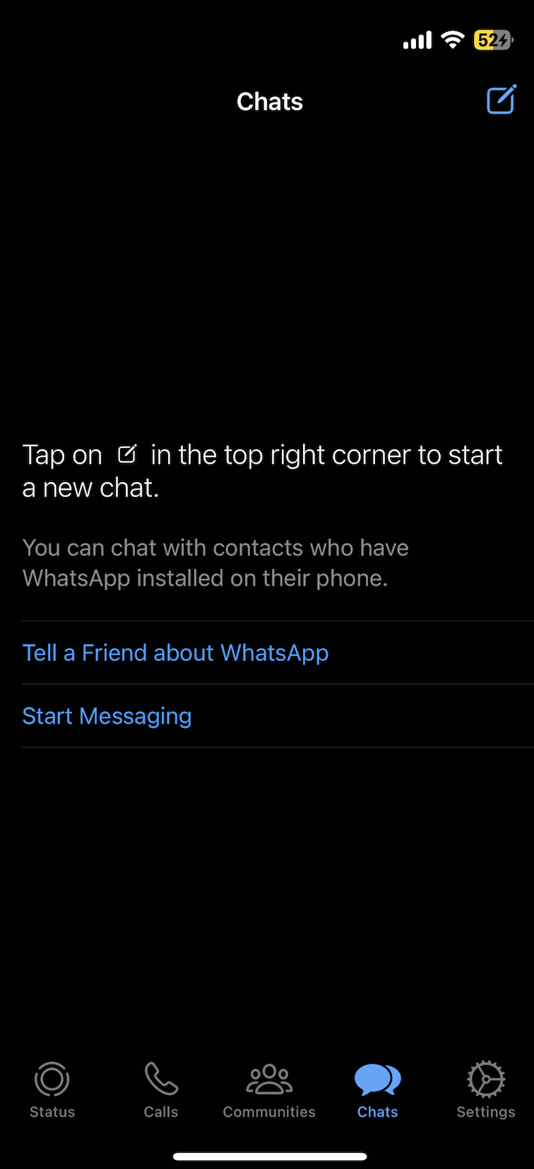 Actual screen of WhatsApp