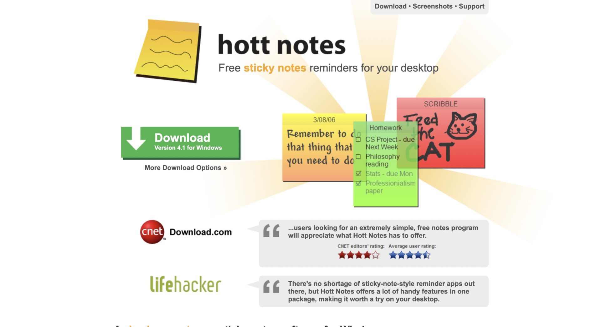 Top page of hott notes
