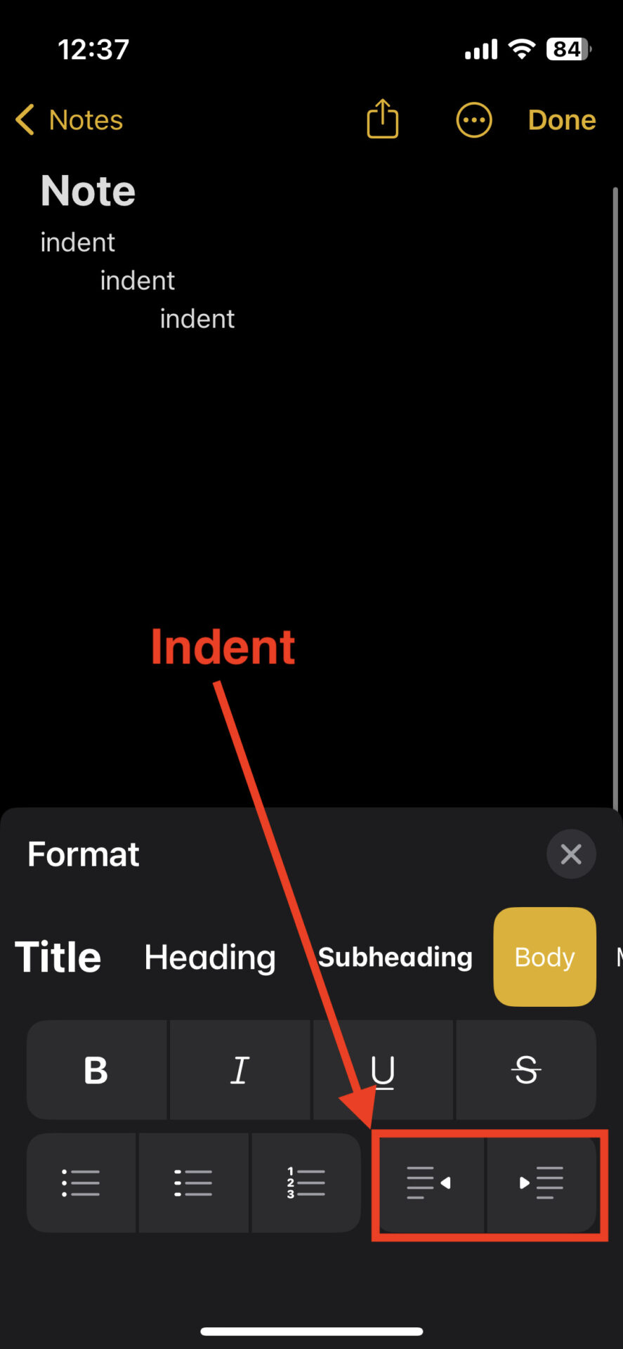 Picture of indent
