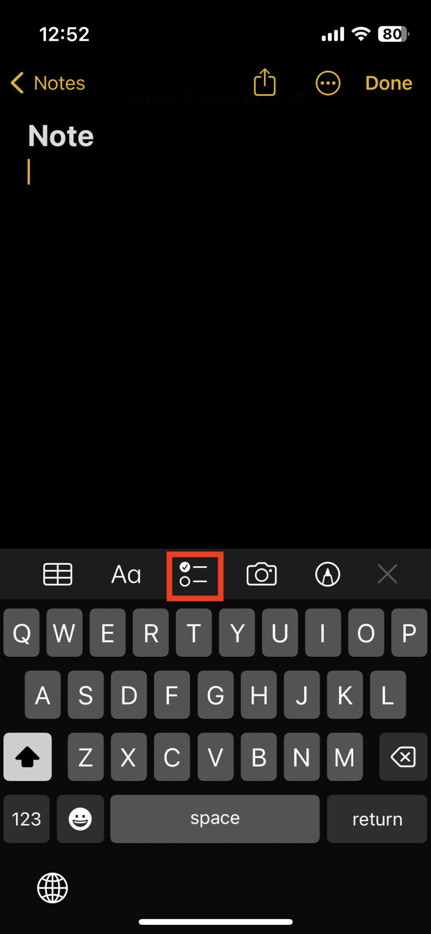 Checklist icon of iPhone memo