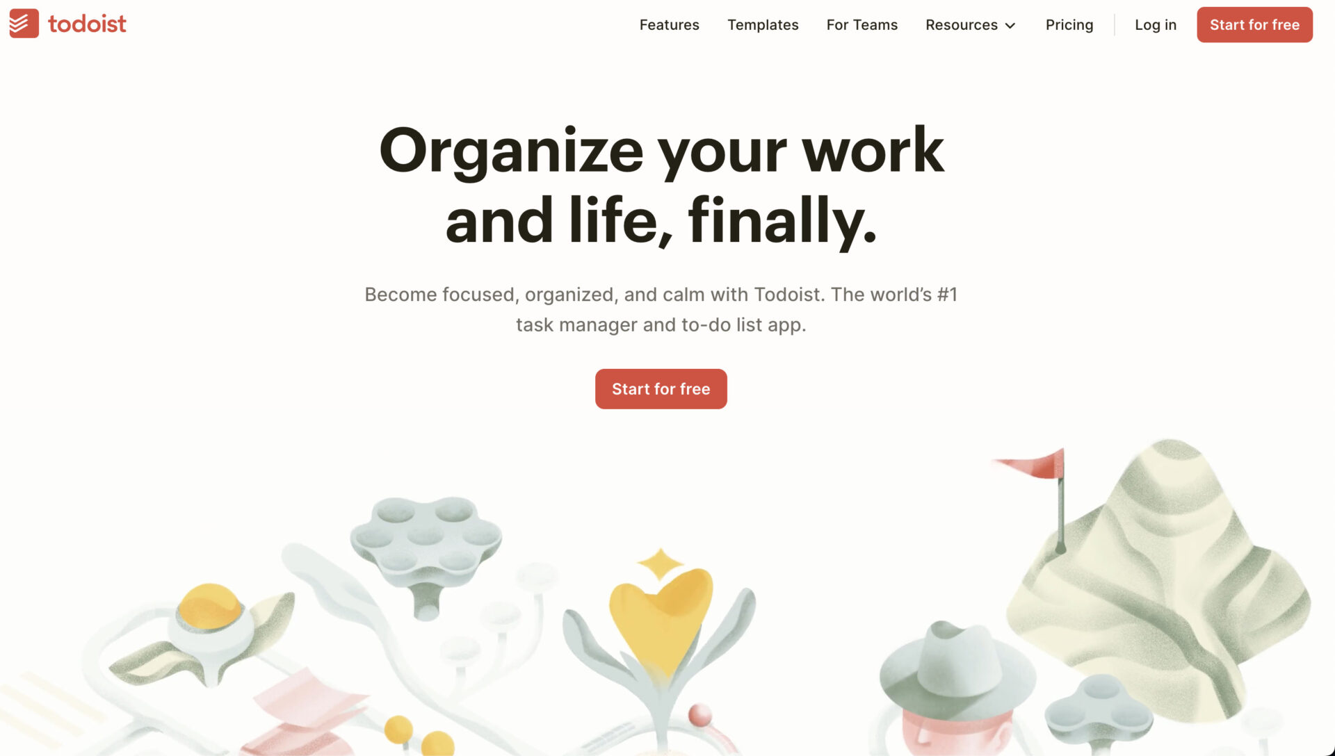 Top page of Todoist