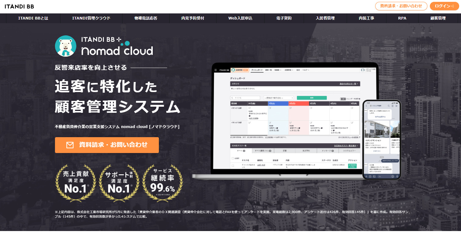 nomad cloudのトップページ